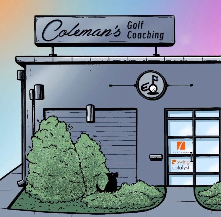 Coleman Golf Coaching – Richmond Indoor Studio Illustration of Coleman Golf Coaching studio in Scott’s Addition Richmond VA offering year-round golf coaching